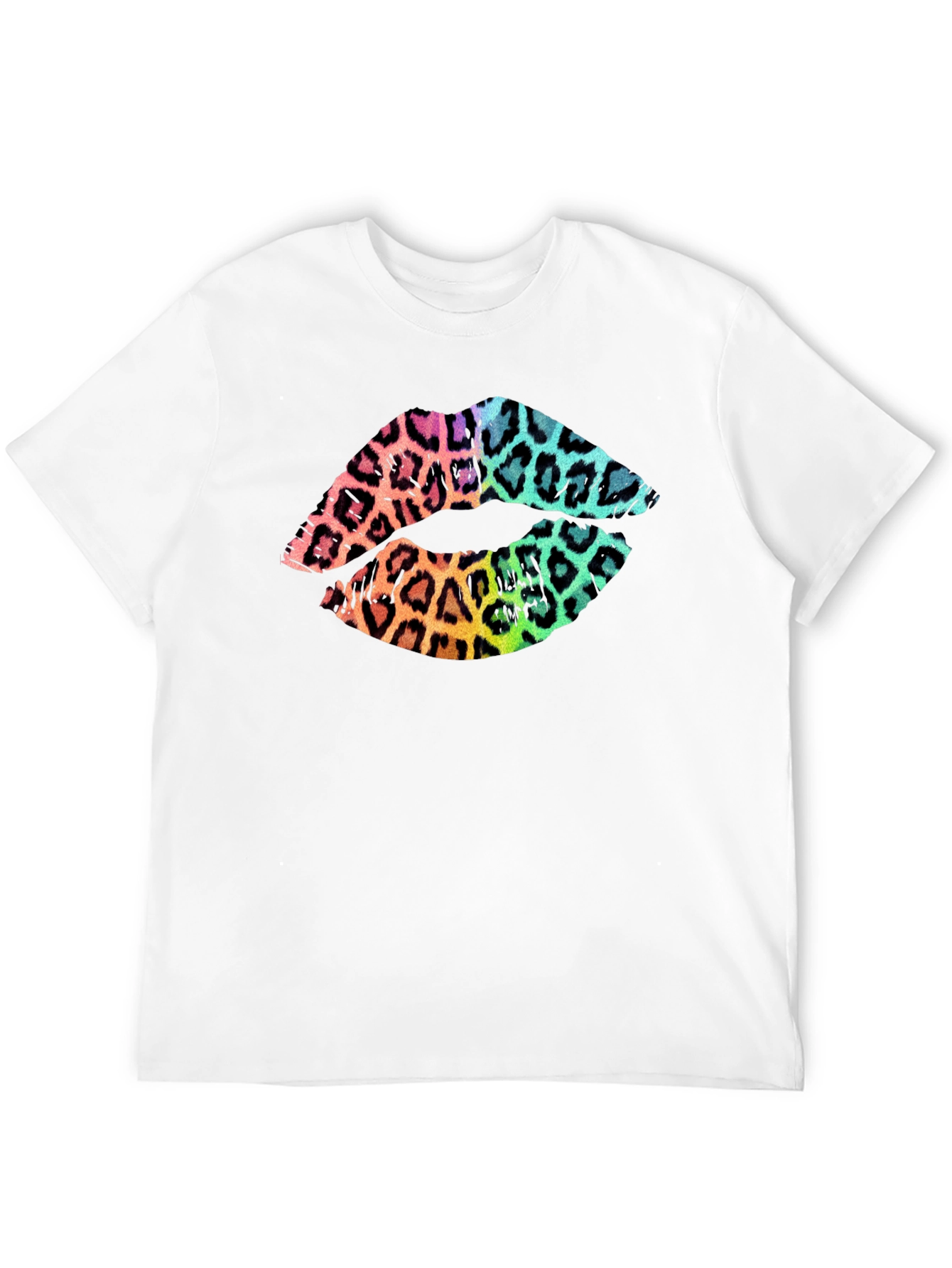 Leopard Print Lips Graphic Tee - Mens Black T-Shirt