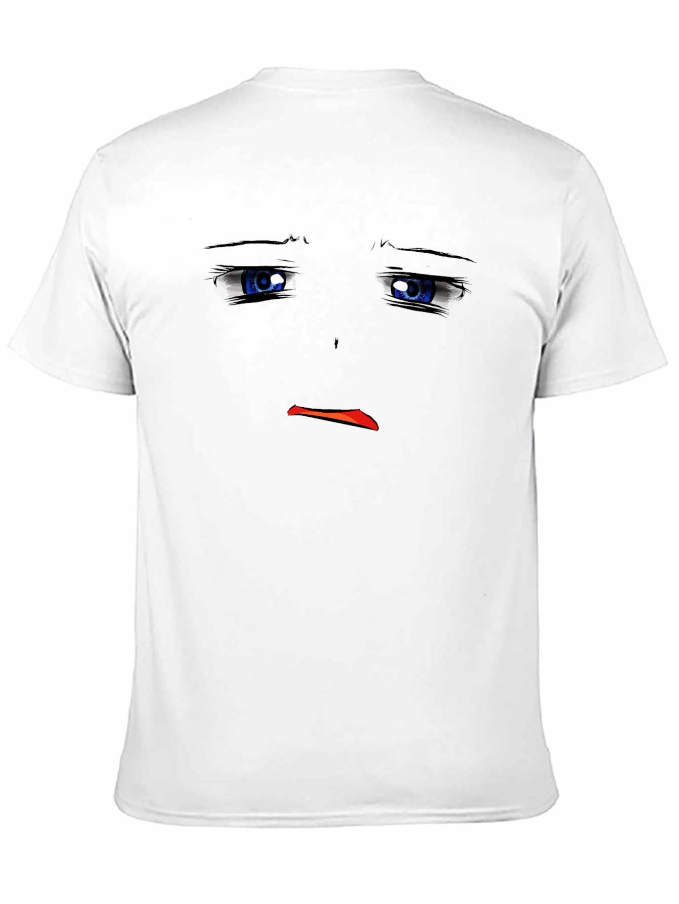 Sad Anime Face Black T-Shirt Graphic Tee