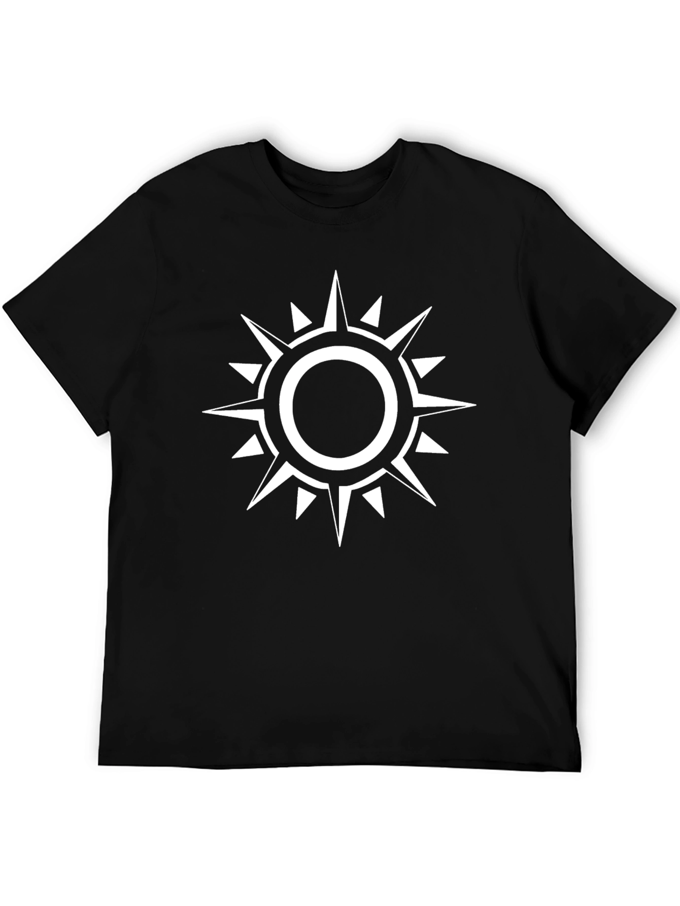 Mens Black T-Shirt with White Sunburst Graphic