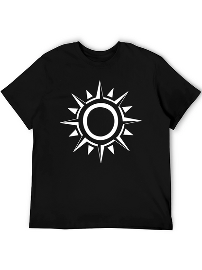 Mens Black T-Shirt with White Sunburst Graphic