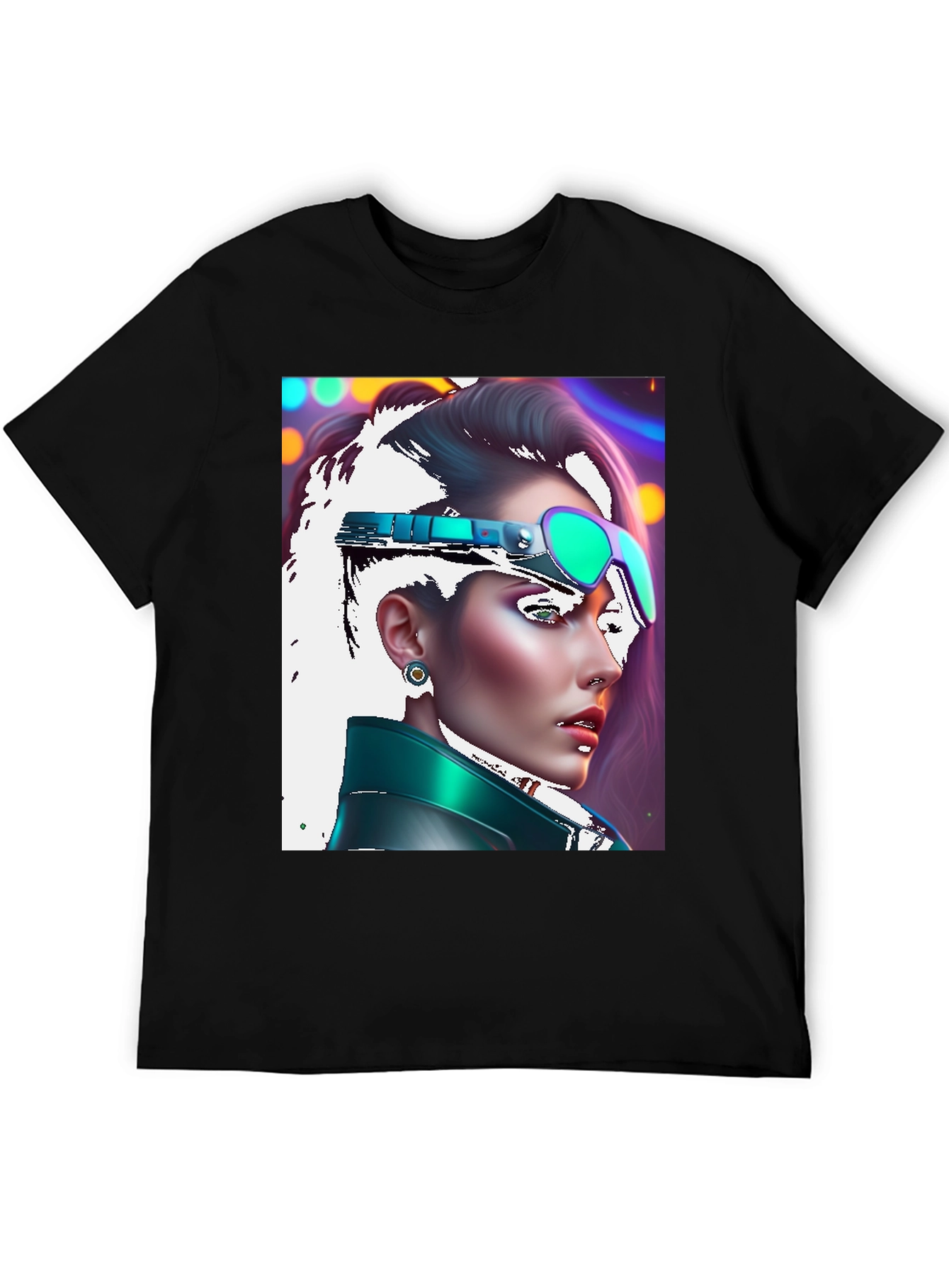 Cyberpunk Woman T-Shirt Black Tee