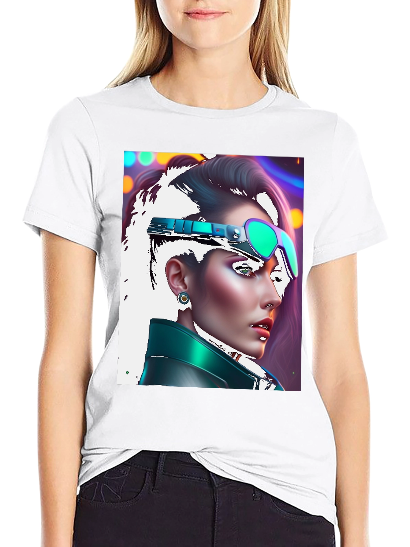 Cyberpunk Woman T-Shirt Black Tee