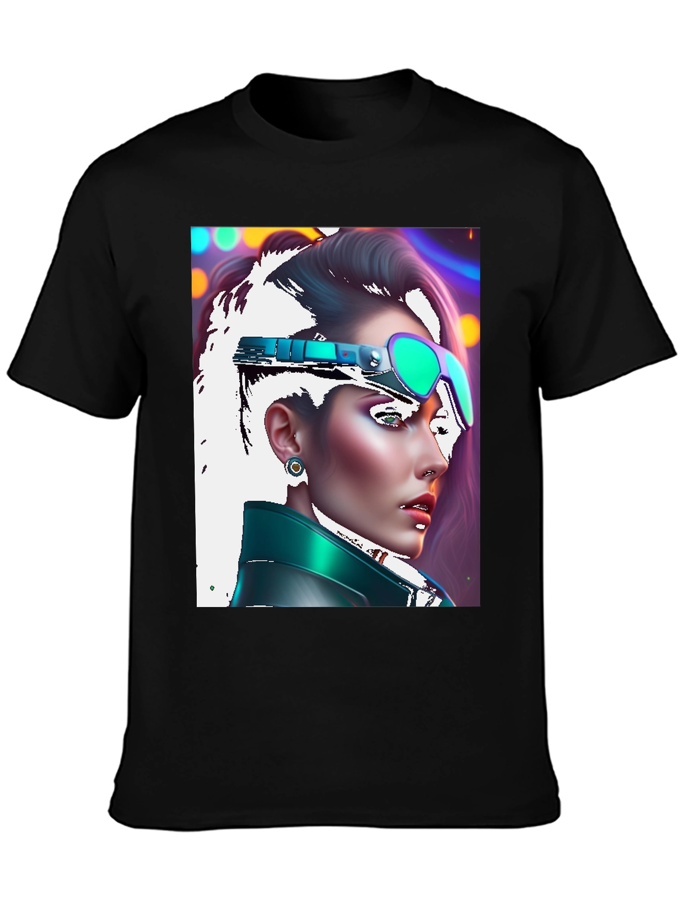 Cyberpunk Woman T-Shirt Black Tee
