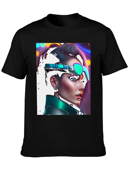 Cyberpunk Woman T-Shirt Black Tee