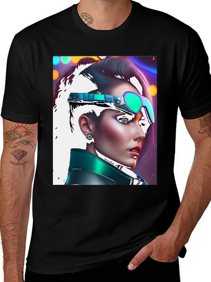 Cyberpunk Woman T-Shirt Black Tee