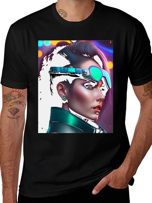 Cyberpunk Woman T-Shirt Black Tee