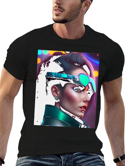 Cyberpunk Woman T-Shirt Black Tee