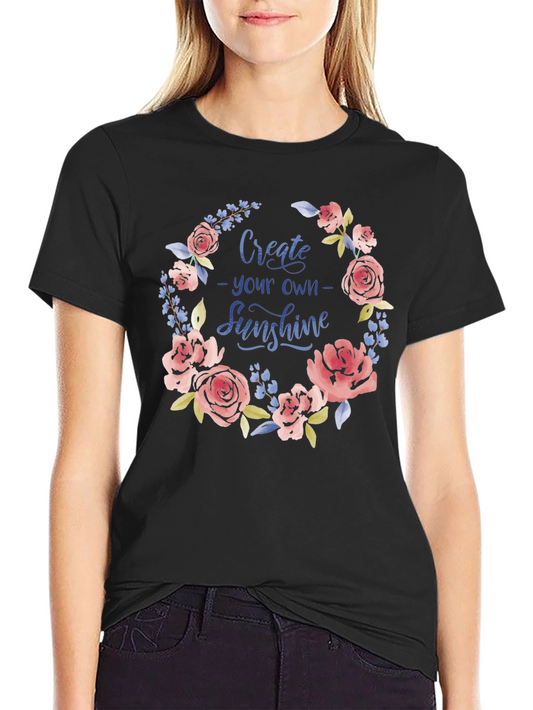 Floral Sunshine Graphic Tee - Black