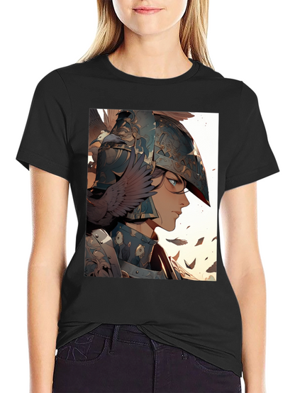 Warrior Woman Graphic Tee - Black Cotton Blend