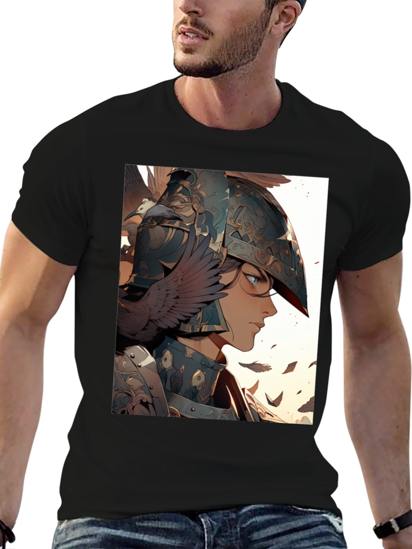 Warrior Woman Graphic Tee - Black Cotton Blend