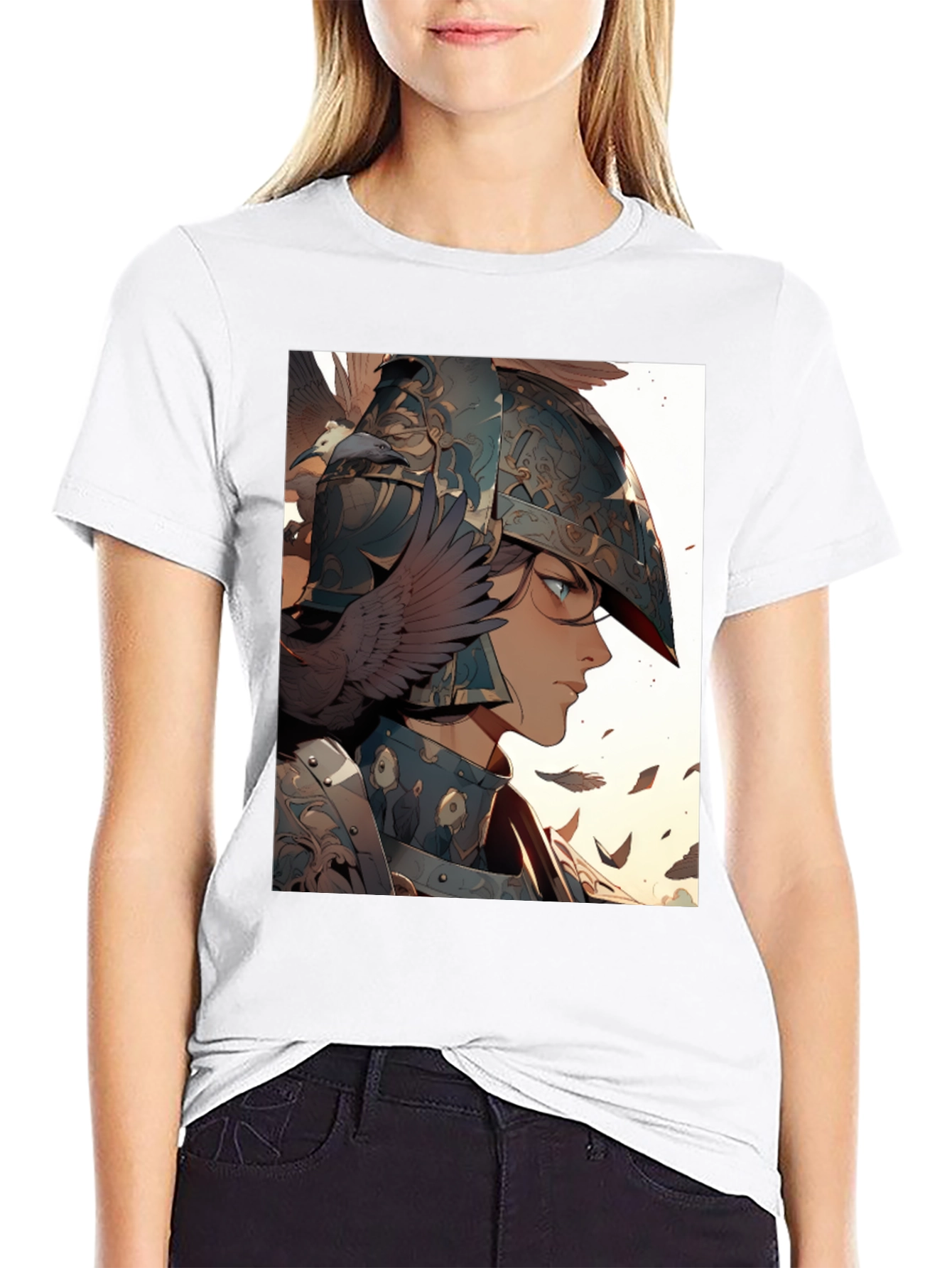 Warrior Woman Graphic Tee - Black Cotton Blend