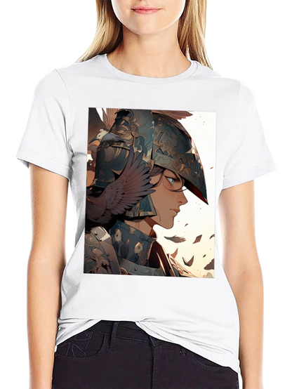 Warrior Woman Graphic Tee - Black Cotton Blend