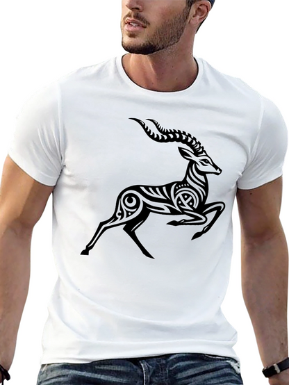 Tribal Antelope Graphic Black T-Shirt