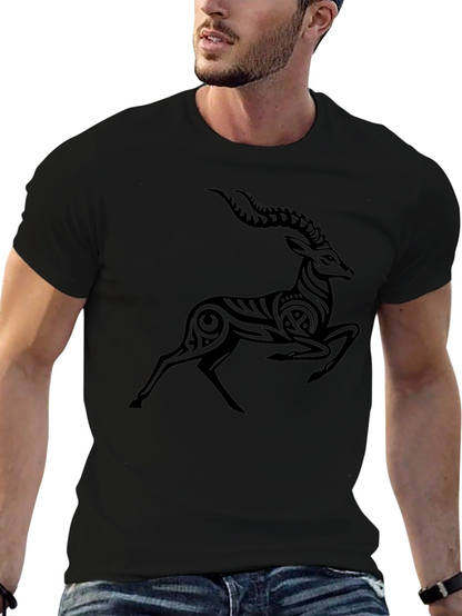 Tribal Antelope Graphic Black T-Shirt