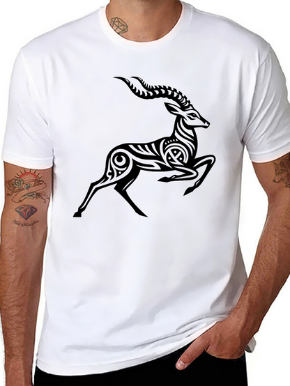 Tribal Antelope Graphic Black T-Shirt