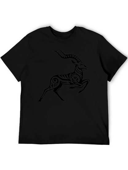 Tribal Antelope Graphic Black T-Shirt