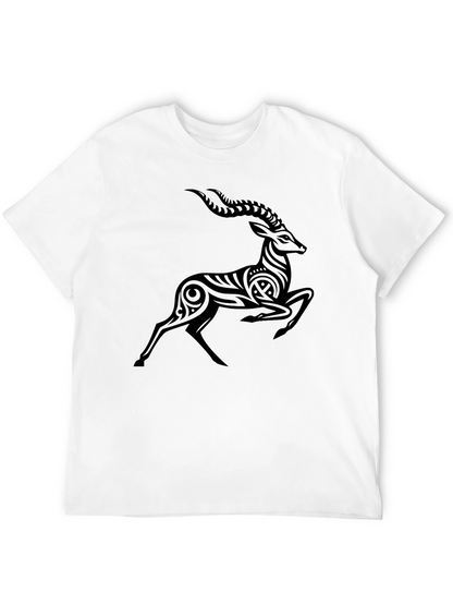 Tribal Antelope Graphic Black T-Shirt