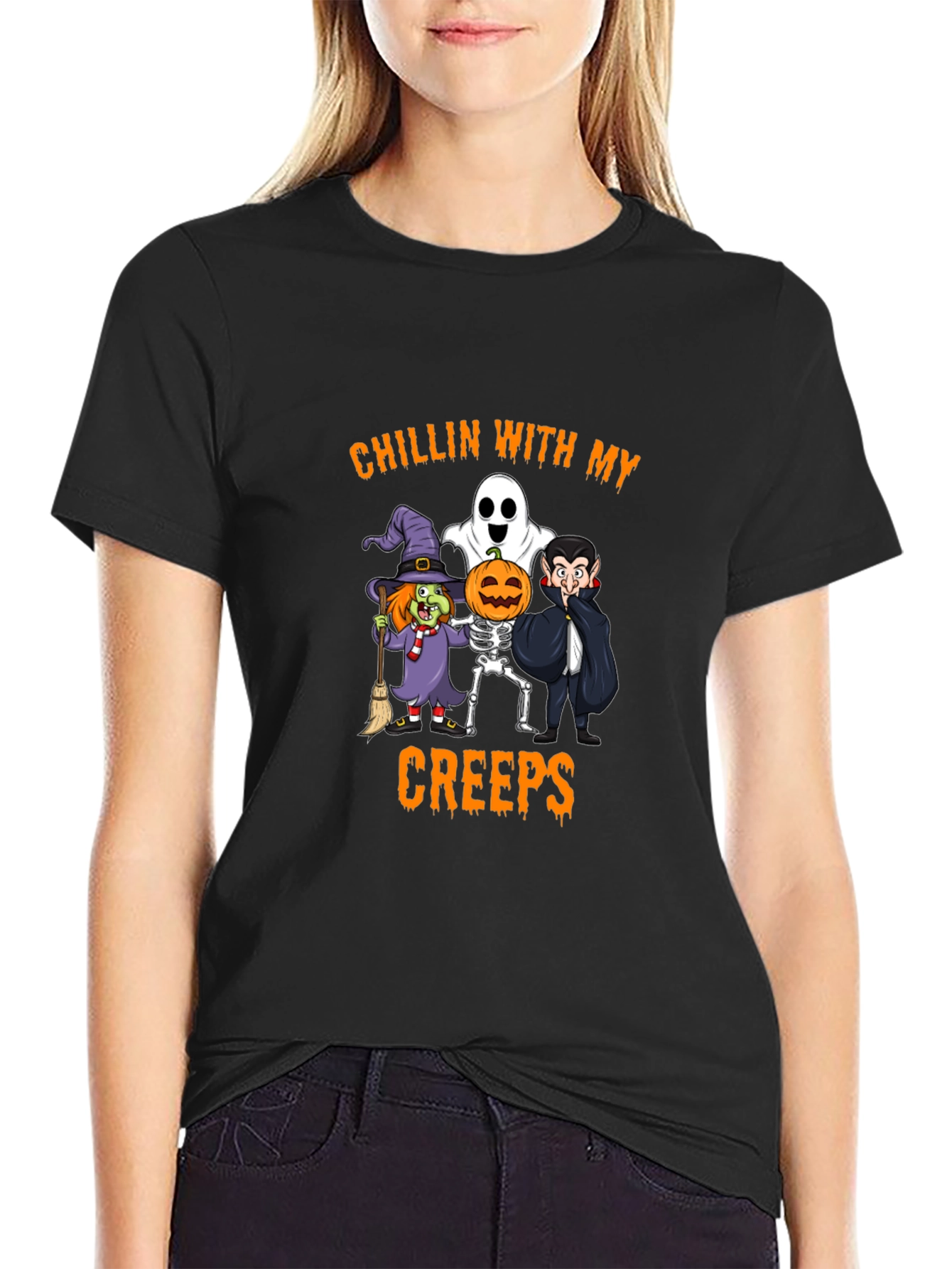 Halloween Chillin With My Creeps Graphic Tee