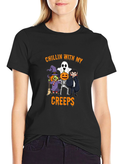 Halloween Chillin With My Creeps Graphic Tee