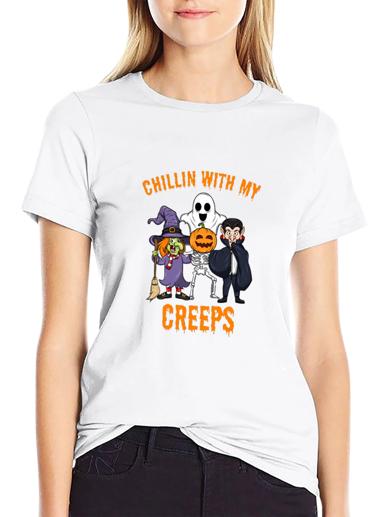 Halloween Chillin With My Creeps Graphic Tee