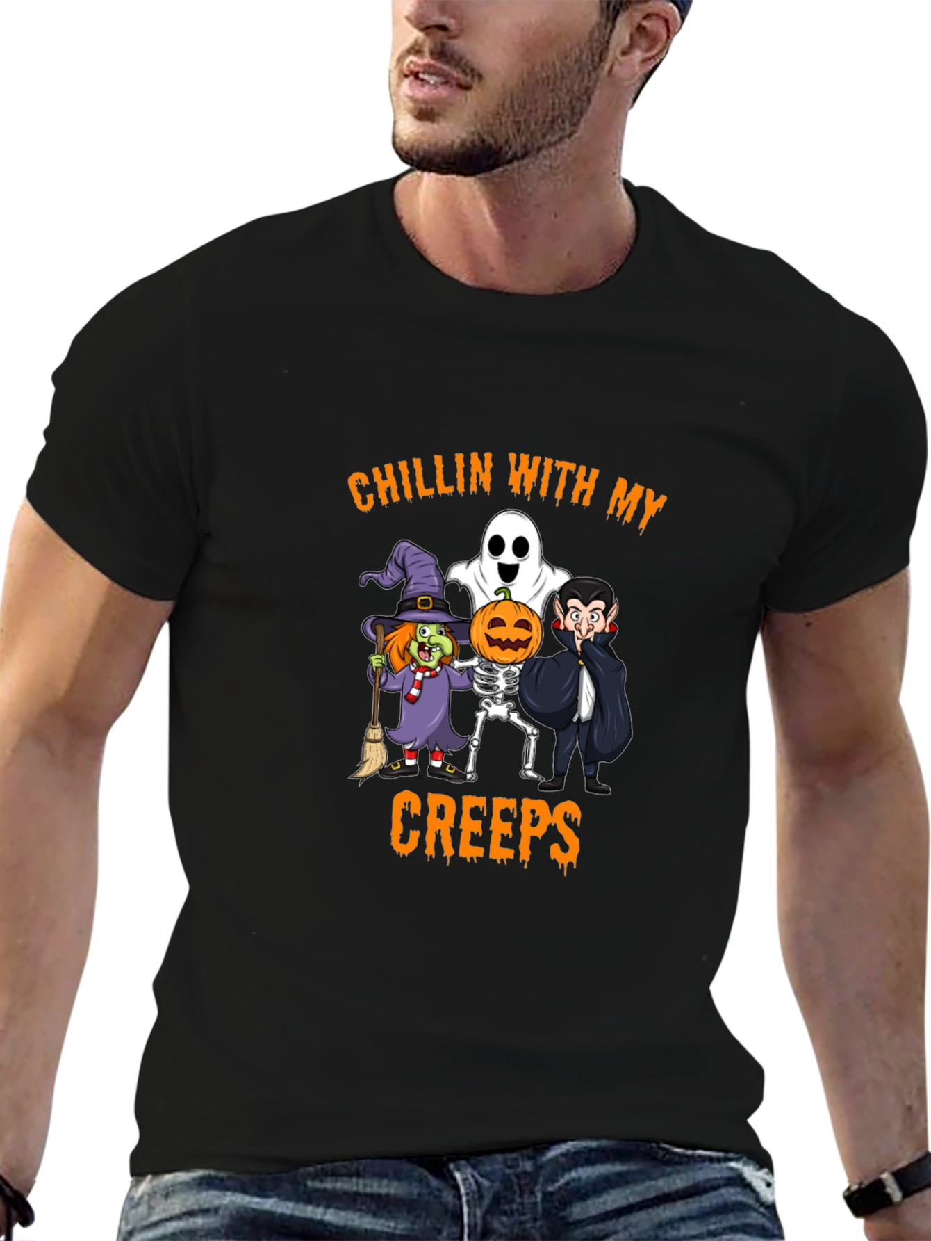 Halloween Chillin With My Creeps Graphic Tee