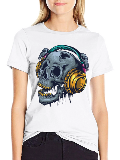 Skull with Headphones Graphic T-Shirt