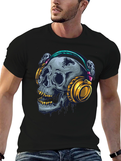 Skull with Headphones Graphic T-Shirt
