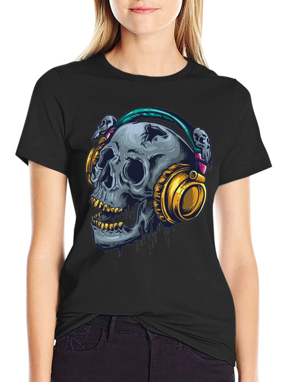 Skull with Headphones Graphic T-Shirt