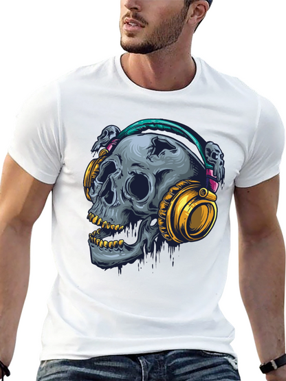 Skull with Headphones Graphic T-Shirt