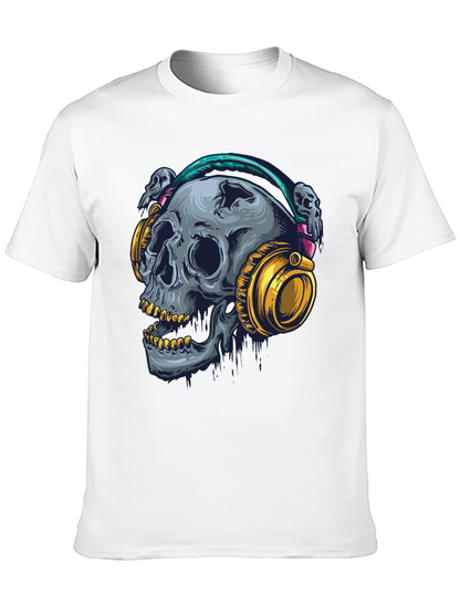 Skull with Headphones Graphic T-Shirt