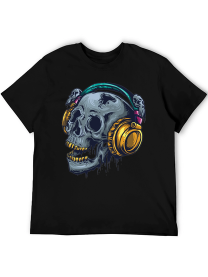 Skull with Headphones Graphic T-Shirt