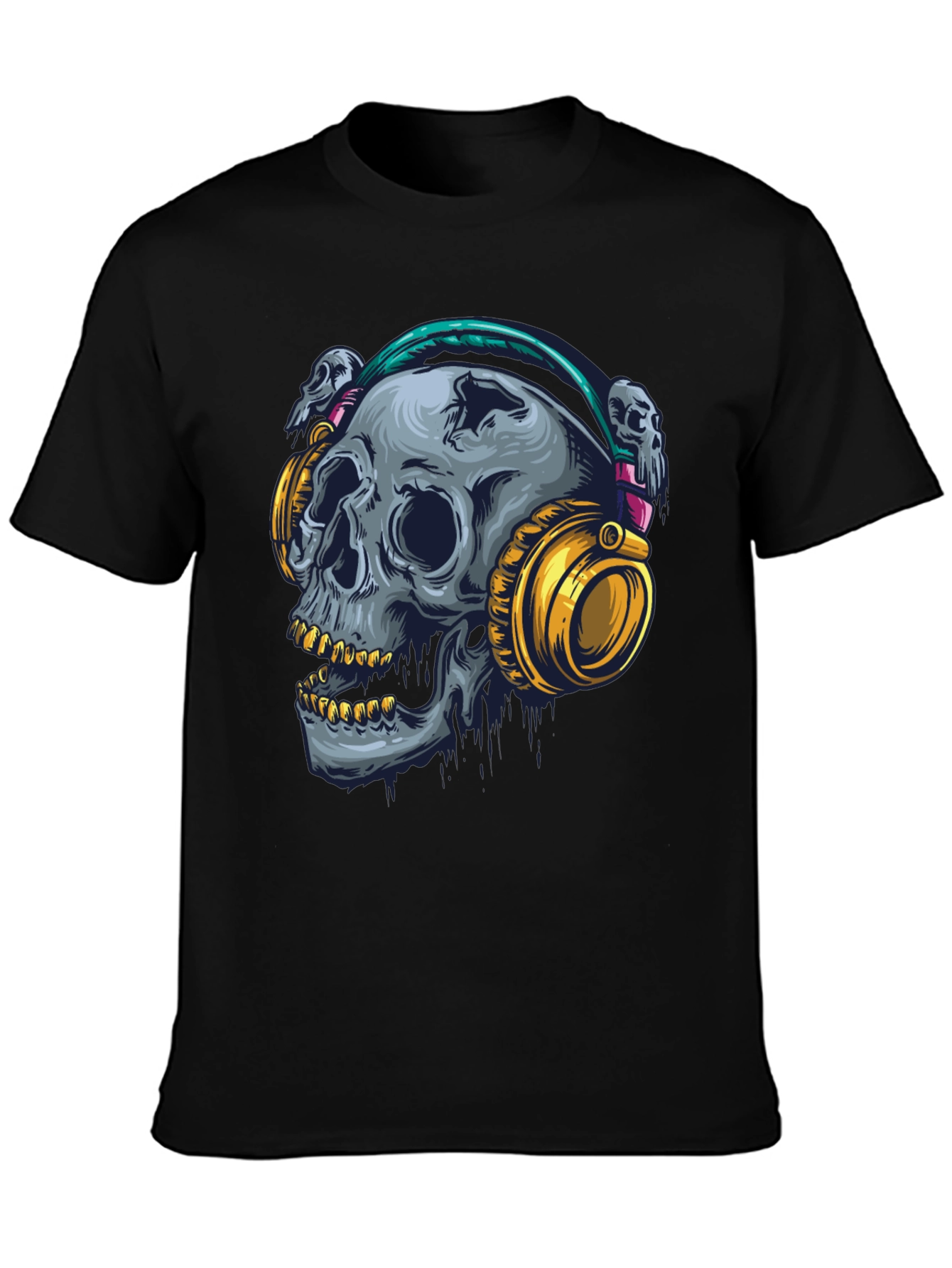 Skull with Headphones Graphic T-Shirt