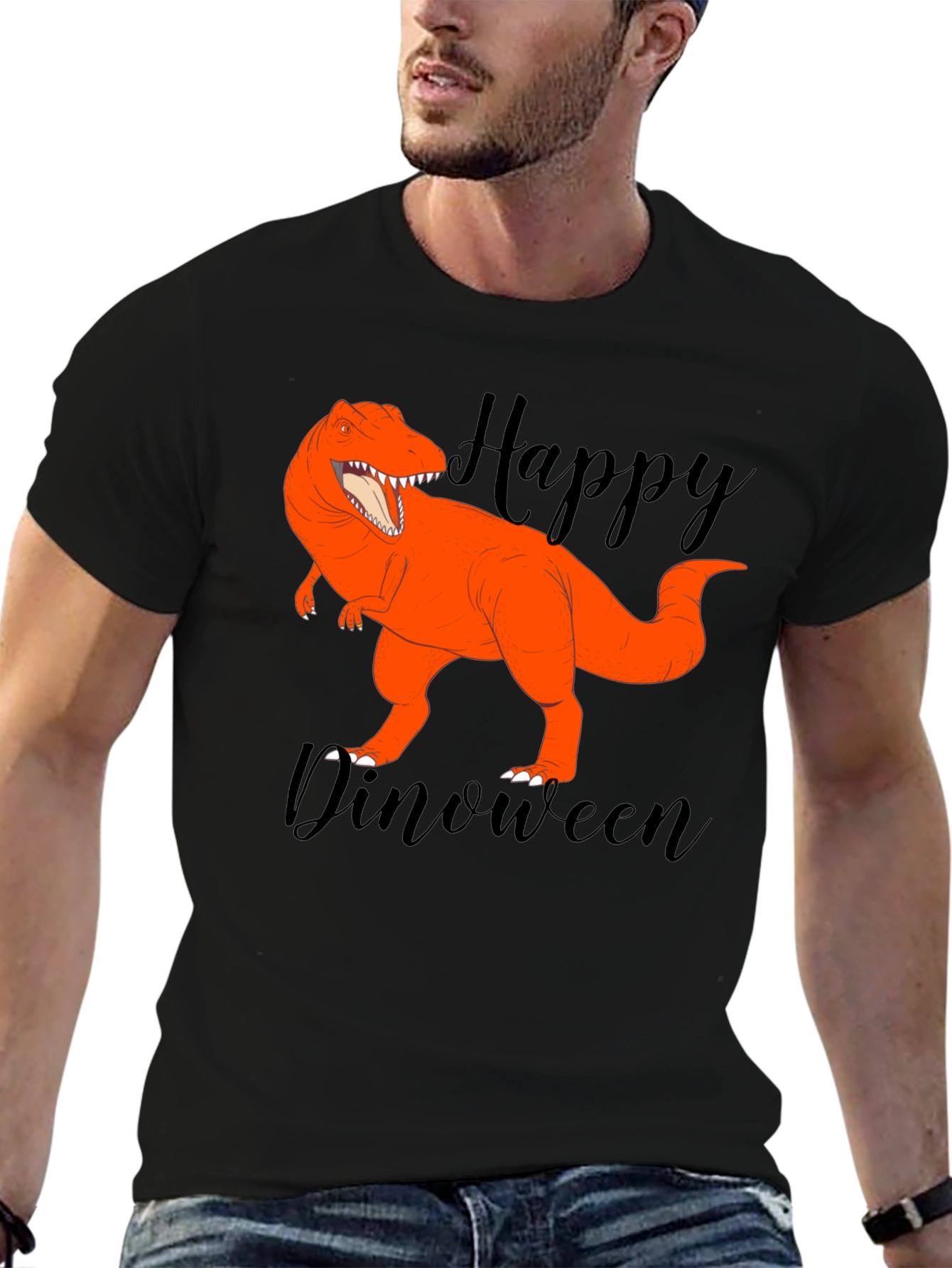 Happy Dinoween Black T-Shirt