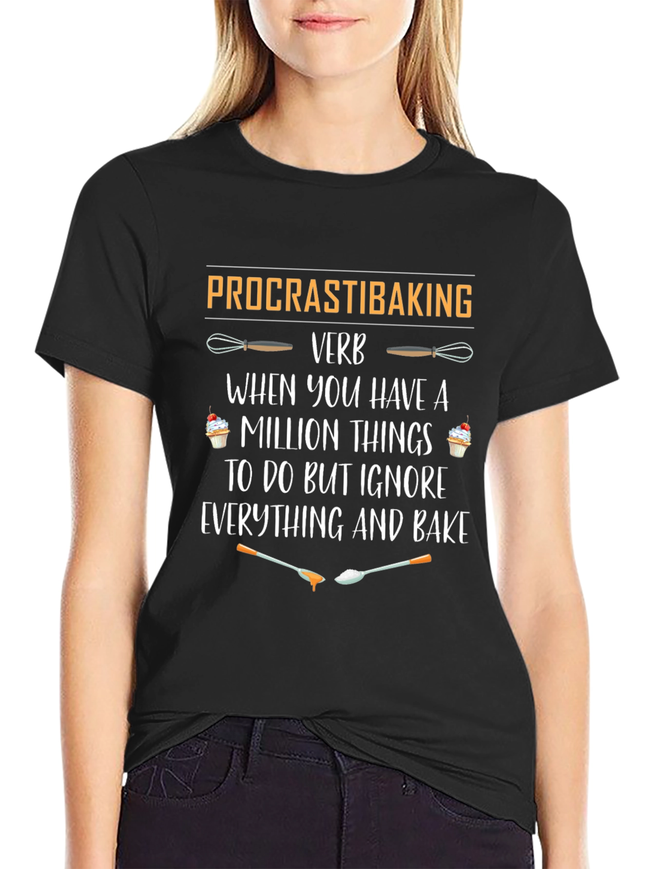 Procrastibaking Verb Black T-Shirt