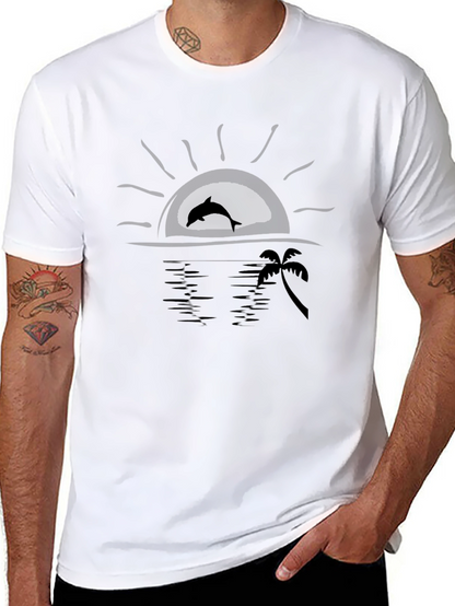 Dolphin Sunset Black T-Shirt