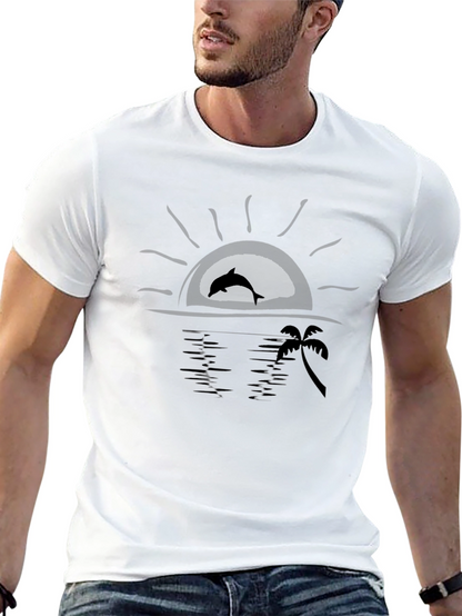 Dolphin Sunset Black T-Shirt
