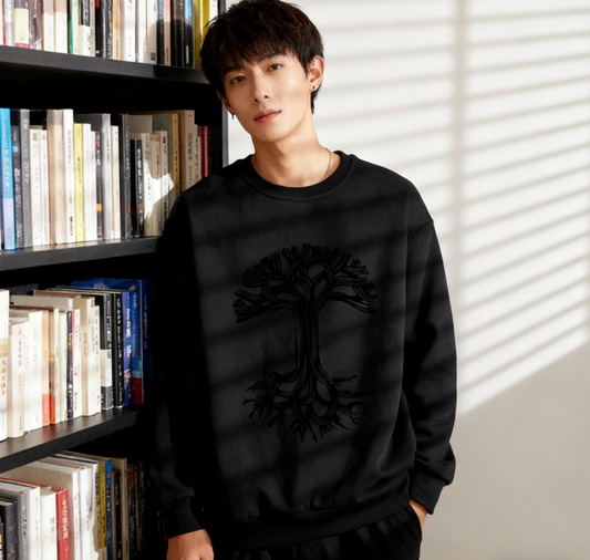 Dark Aesthetic Tangled Tree Emblem Crewneck