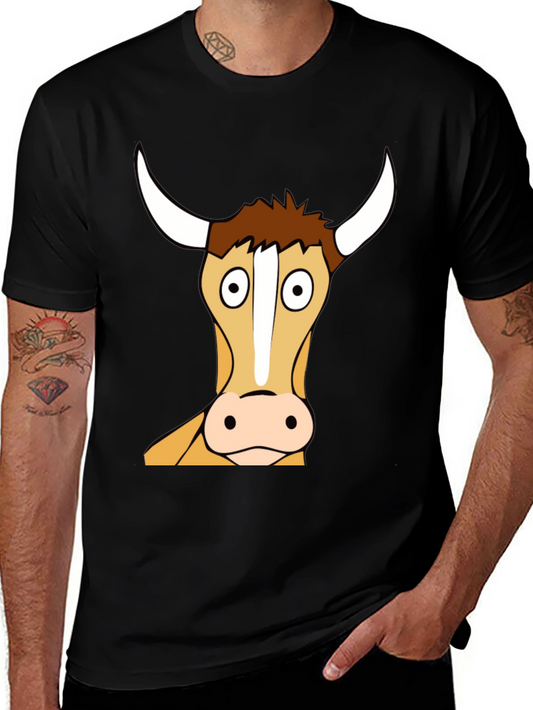 Funny Bull Cartoon T-Shirt - Black