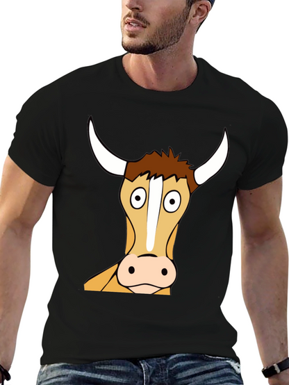 Funny Bull Cartoon T-Shirt - Black