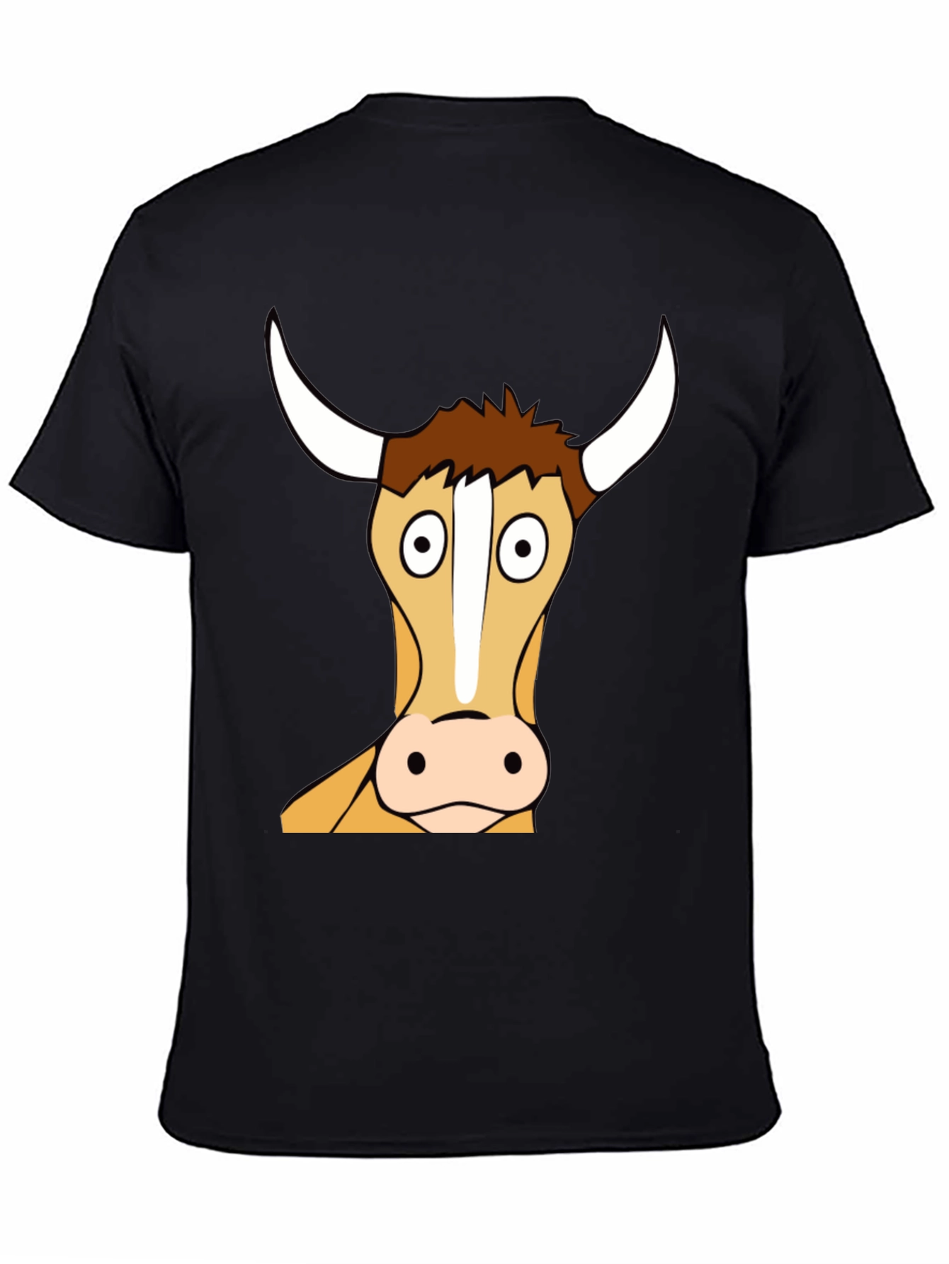 Funny Bull Cartoon T-Shirt - Black