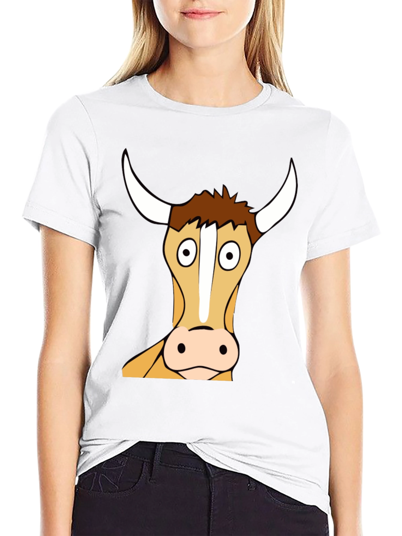 Funny Bull Cartoon T-Shirt - Black