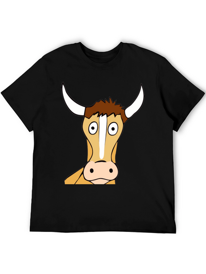 Funny Bull Cartoon T-Shirt - Black