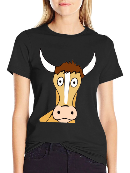 Funny Bull Cartoon T-Shirt - Black