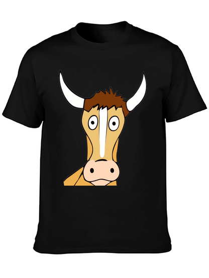 Funny Bull Cartoon T-Shirt - Black