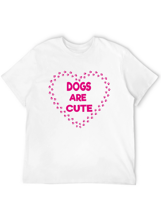 Dogs Are Cute T-Shirt - Paw Print Heart Design