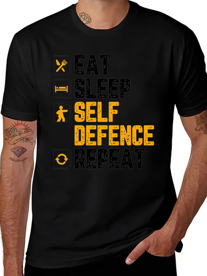 Eat Sleep Self Defence Repeat Graphic T-Shirt
