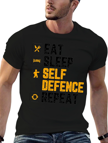 Eat Sleep Self Defence Repeat Graphic T-Shirt