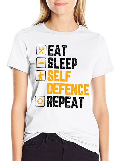 Eat Sleep Self Defence Repeat Graphic T-Shirt