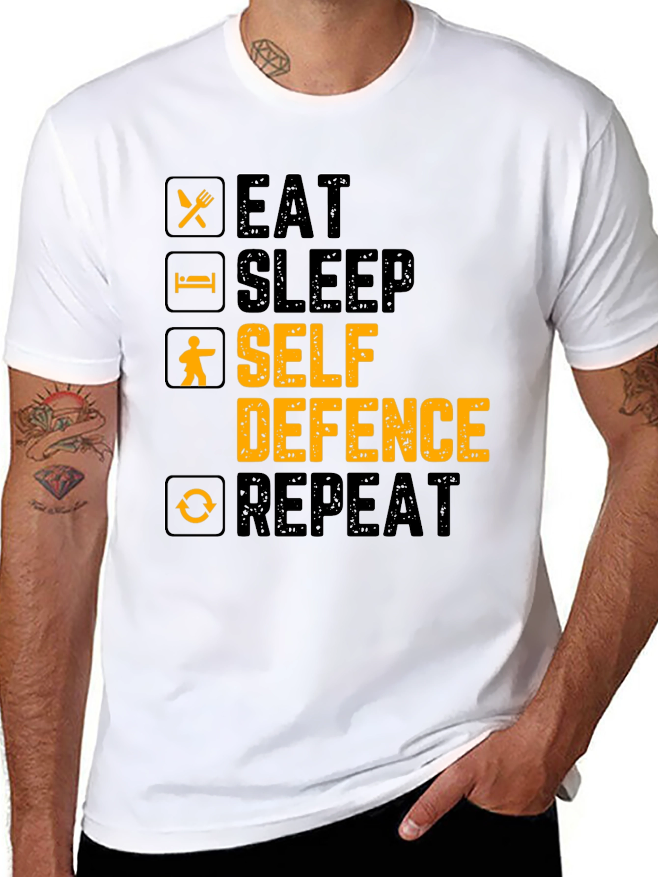 Eat Sleep Self Defence Repeat Graphic T-Shirt