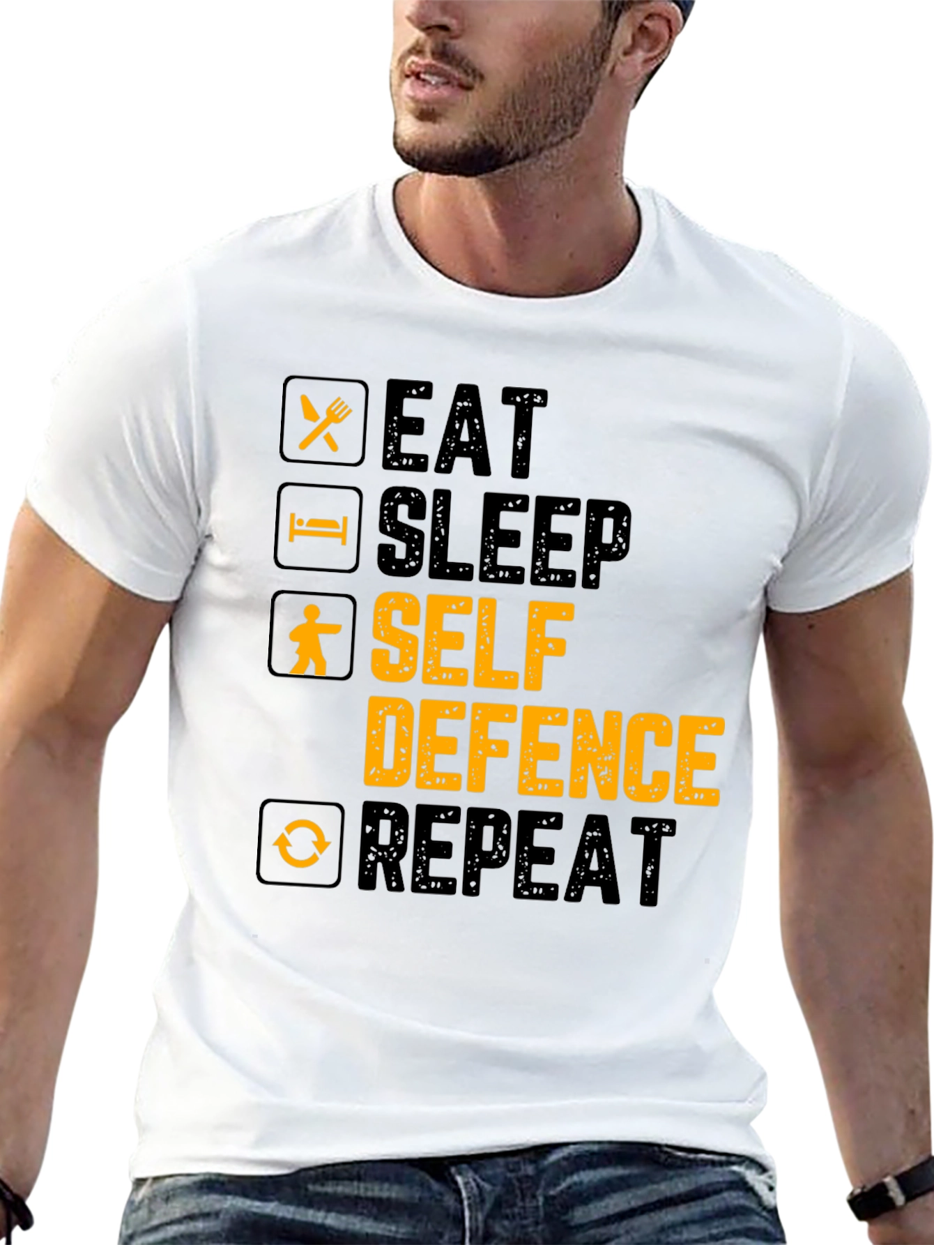 Eat Sleep Self Defence Repeat Graphic T-Shirt